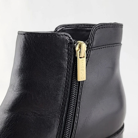 Bandolino Carrington Black Leather Ankle Boots Block Heel Gold Accents Size 6.5M - Picture 10 of 16